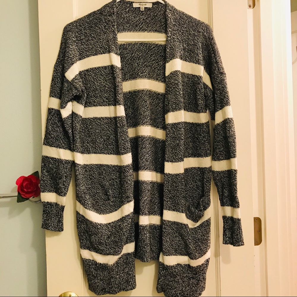Madewell Striped Chunky Knit Striped Cardigan